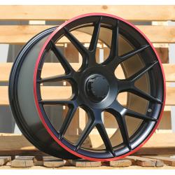 R20x8.5 5X112 ET 38 66.6 B1258 Black Half Matt+Red Lip (BLHMRL) For MER (Z3) (Rear+Front)