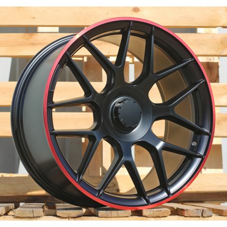 R20x8.5 5X112 ET 38 66.6 B1258 Black Half Matt+Red Lip (BLHMRL) For MER (Z3) (Rear+Front)