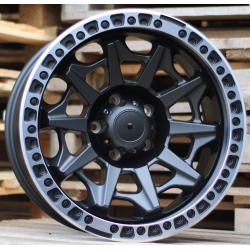 R18x9 5X127 ET M12 78.1 L2174 Black Half Matt+Polished Lip (BLHMPL) For 4X4 (K3)