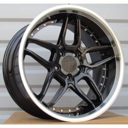R19x10 5X120 ET 40 72.6 SSA01 (HX030) Black+Polished Lip (BLPL) For HAXER (P+Z3) (Rear+Front)