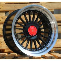 R17x8 5X120 ET 20 74.1 7307F Black+Polished Lip (BLPL) For BMW (Z5) (ALPINA Style Rear+Front (GRPL))