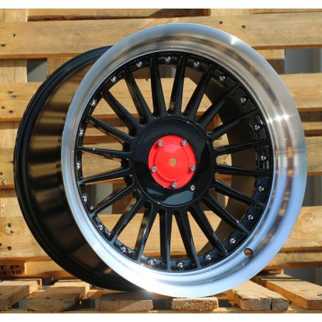 R17x8 5X120 ET 20 74.1 7307F Black+Polished Lip (BLPL) For BMW (Z5) (ALPINA Style Rear+Front (GRPL))