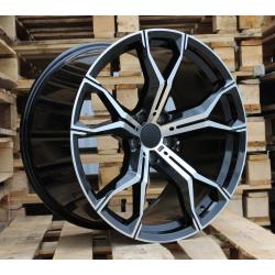 R22x10.5 5X112 ET 43 66.6 B5498 (BYD1538) Black Polished+Powder Coating (MBPC) For BMW (K7) (Rear+Front)