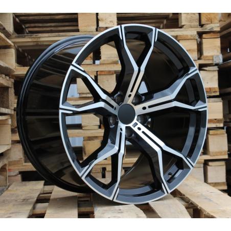 R22x10.5 5X112 ET 43 66.6 B5498 (BYD1538) Black Polished+Powder Coating (MBPC) For BMW (K7) (Rear+Front)
