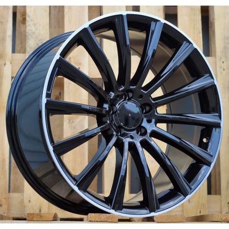 R15x6 5X112 ET 44 66.6 B1048 Black+Polished Lip (BLPL) For MER (Z2) ((AKC 55 Eur))