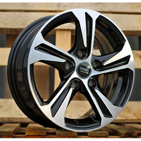 R14x5.5 4X100 ET 40 60.1 B1242 (BK1424) Black Polished (MB) For RACIN (K2)