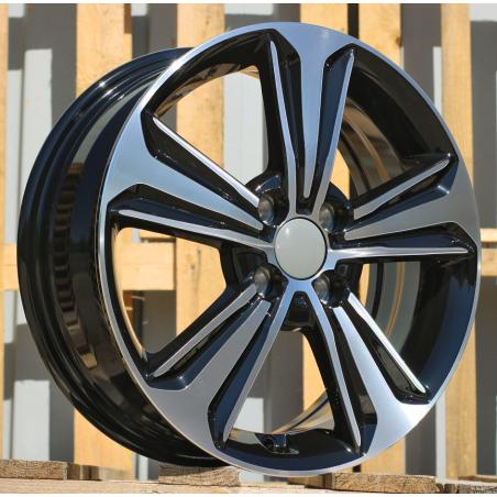 R16x6 4X100 ET 50 54.1 B1627 (IN5368) Black Polished (MB) For HYUND (P2)