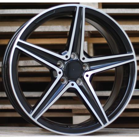 R19x8 5X112 ET 43 66.6 B5052 (IND5376) Black Polished (MB) For MER (Z5) (Rear+Front)