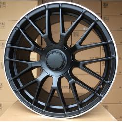 R20x8.5 5X112 ET 38 66.6 BK912 (A965) Black Half Matt+Polished Lip (BLHMPL) For MER (K7) (Rear+Front)