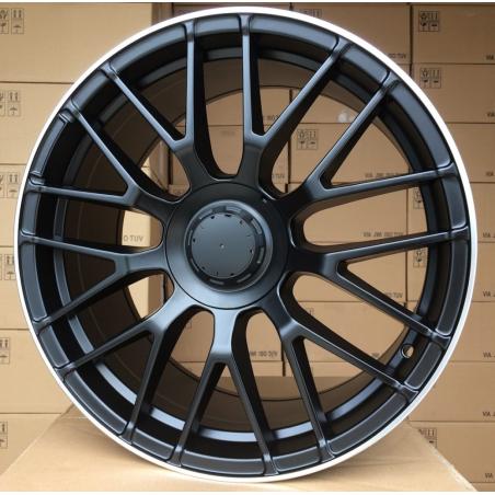 R20x8.5 5X112 ET 38 66.6 BK912 (A965) Black Half Matt+Polished Lip (BLHMPL) For MER (K7) (Rear+Front)