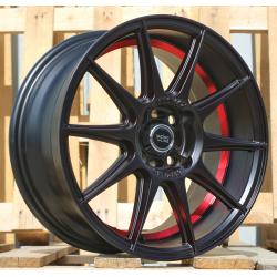 R15x7 4X100 ET 38 60.1 B5705 Black Half Matt+Red Lip (BLHMRL) For RACIN (K4)