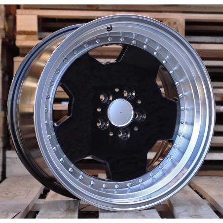 R18x8 5X112 ET 35 66.6 B5852 Black+Polished Lip (BLPL) For MER (K2) (MONOBLOCK Style Rear+Front)