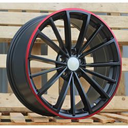 R17x7.5 5X112 ET 51 57.1 B5937 Black Half Matt+Red Lip (BLHMRL) For VW (R)