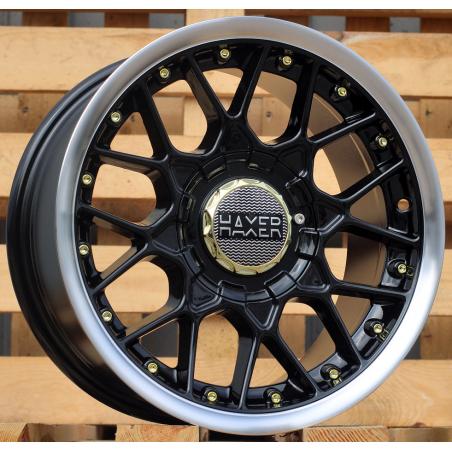 R15x8 8X100/114 ET 30 73.1 L1879 (HX025) Black+Polished Lip (BLPL) For HAXER (P1) ((AKC 60 Eur))