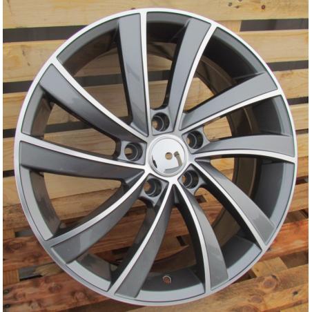 R18x7.5 5X112 ET 45 57.1 SK523 (FE025) Grey Polished+Powder Coating (MGPC) For SKODA (P1)