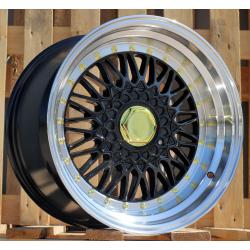 R18x9.5 10X112/120 ET 35 72.6 BY479 (XF135) Black+Polished Lip (BLPL) For RACIN (P1) (BBS Style Front+Rear)