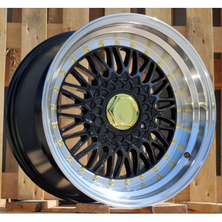 R18x9.5 10X112/120 ET 35 72.6 BY479 (XF135) Black+Polished Lip (BLPL) For RACIN (P1) (BBS Style Front+Rear)